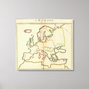 Lienzo Europa, montañas y esquema de los ríos