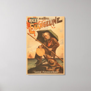 Lienzo Evangeline hermoso "pescador solitario " del arroz