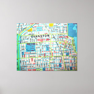 Lienzo EVANSTON, Mapa de la Vintage de IL