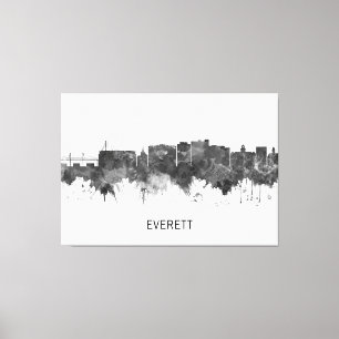 Lienzo Everett Washington Skyline BW