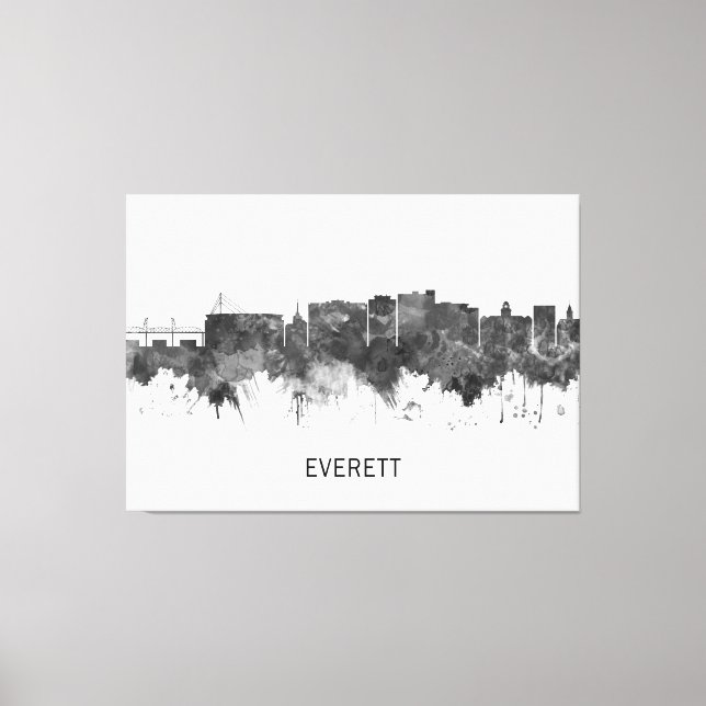 Lienzo Everett Washington Skyline BW (Anverso)