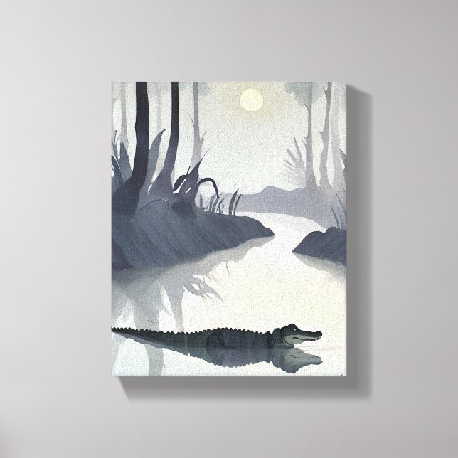 Lienzo Everglades Alligator | Acuarela del Parque Naciona (Anverso)