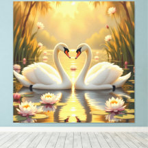 Ewige Liebe –Zwei verliebte Schwäne im Abendlicht