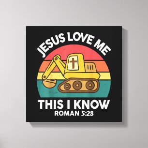 Lienzo Excavadora Cristiana Jesús Me Ama Esto Sé