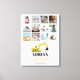 Lienzo Excavator Truck Baby Primer Año Collage de fotos