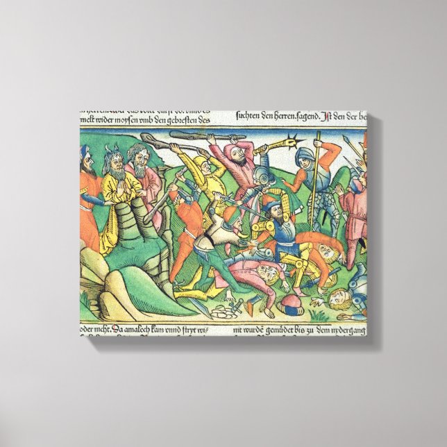 Lienzo Éxodo 17 8-15 Aaron y Hur apoyan las manos de Mois (Anverso)