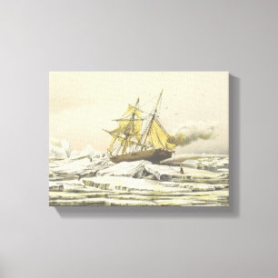 Lienzo Expedición Ártica del Barco Franklin Litografía