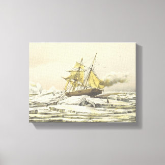Lienzo Expedición Ártica del Barco Franklin Litografía