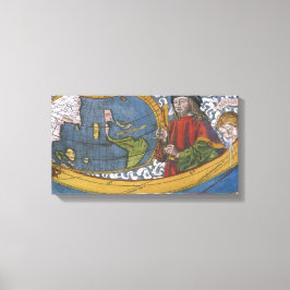 Lienzo Explorador de Amerigo Vespucci en un mapa de Améri