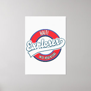 Lienzo explorador de Haití en logo retro de aventura