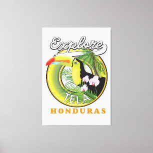 Lienzo Explorar el logo de viaje de Tela Honduras