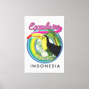 Lienzo Explorar el logotipo de viaje de Lombok Indonesia