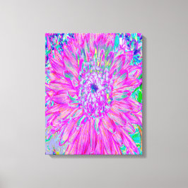 Lienzo Explosión de Cactus Dahlia en Guay rosa, azul y pú