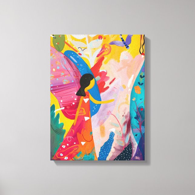 Lienzo Explosión de Colores: Mujer  Naturaleza Favismo (Anverso)