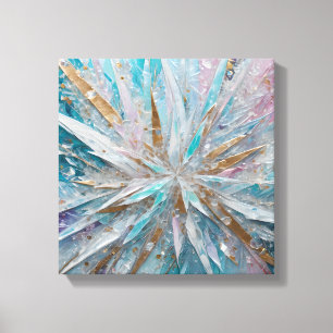 Lienzo Explosión de Cristal en Pastel y Oro