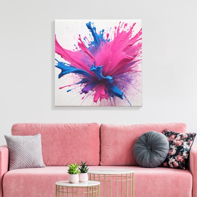 Lienzo Explosión de magenta: explosión de pintura azul el (Insitu (Sala de estar))
