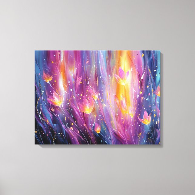 Lienzo Explosión floral luminosa abstracta (Anverso)