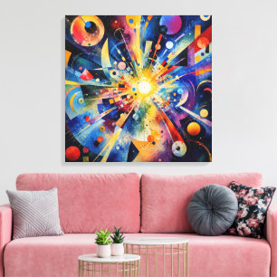 Lienzo Explosión Geométrica Cósmica Abstracta