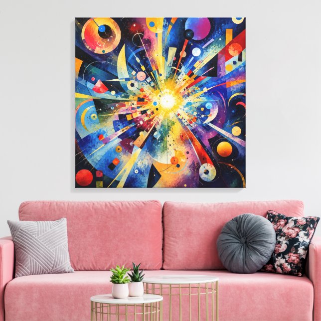Lienzo Explosión Geométrica Cósmica Abstracta (Insitu (Sala de estar))