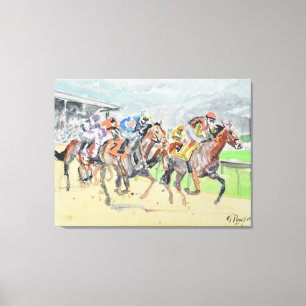 Lienzo Expresión de la Carrera de Caballos de Pura Sangre