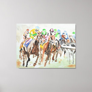 Lienzo Expresionista de la curva de carreras de caballos