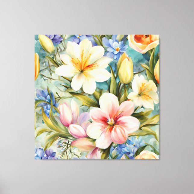 Lienzo Exquisitas Flores De Primavera Elegantes. Pintura (Anverso)