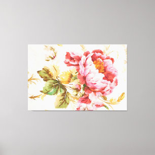 Lienzo Exquisitas flores rosas y amarillas. Shabby Chic