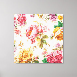 Lienzo Exquisitas flores rosas y amarillas. Shabby Chic