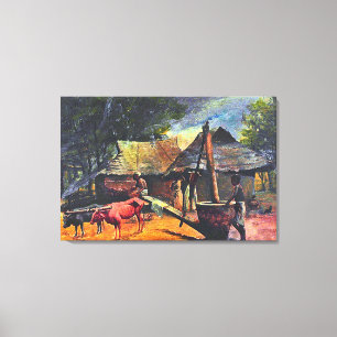 Lienzo Extractor del aceite: Pintura de Ravi Varma del