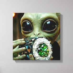Lienzo Extraterrestre Alien y Sushi Cristalino