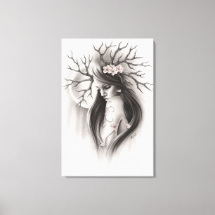 Lienzo Extremo de la lona de la flor de cerezo de la