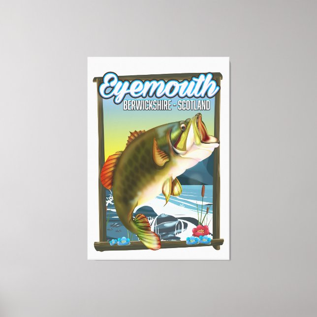 Lienzo Eyemouth Berwickshire poster de pesca de Escocia. (Anverso)