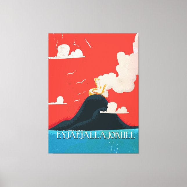 Lienzo Eyjafjallajokull Vintage Vacation Poster Art (Anverso)