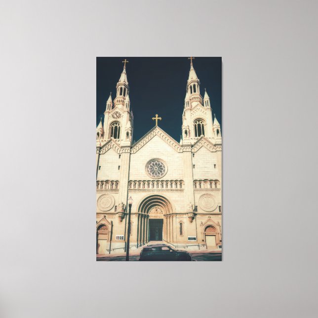 Lienzo Fachada de iglesia con cruz (Anverso)