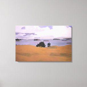 Lienzo Fairfield Porter - BAHÍA PENOBSCOT CON CAMPO AMARI