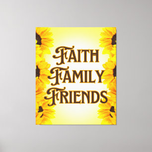 Lienzo Faith Family Friends Floral Wall Art