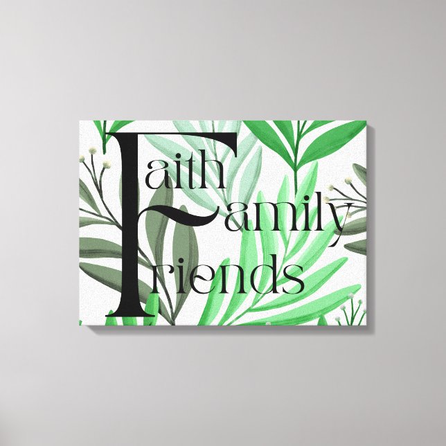 Lienzo Faith Family Friends Tropical Floral Wall Art (Anverso)