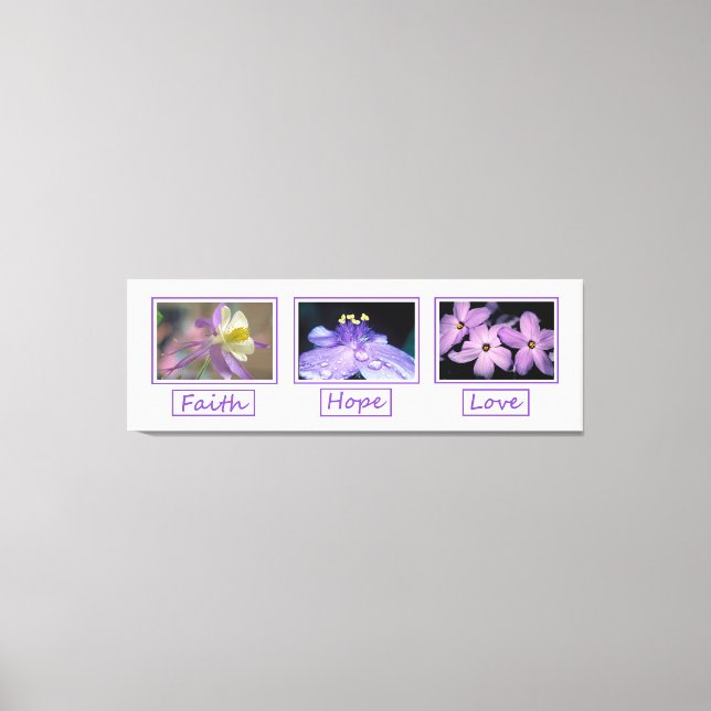 Lienzo Faith Hope Love Flores envueltas en tela (Anverso)