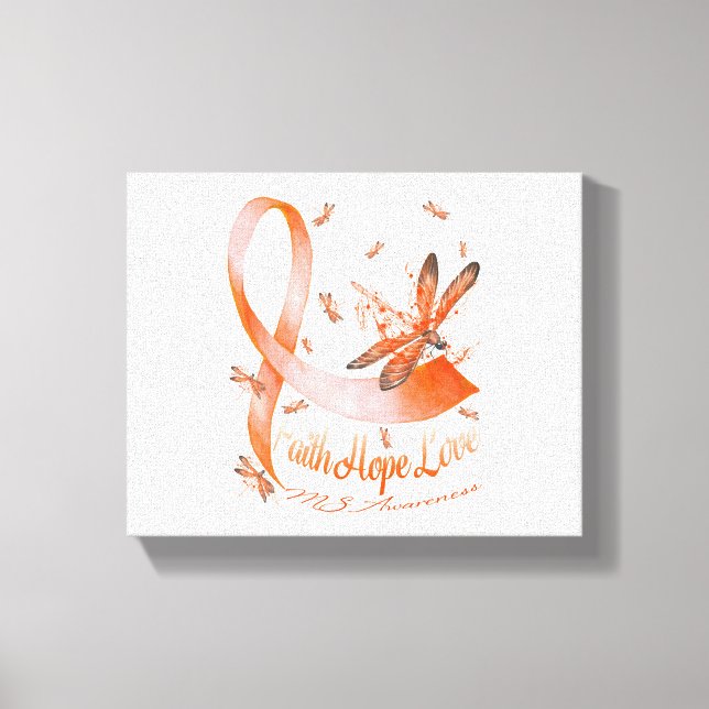 Lienzo Faith Hope Love MS Awareness Dragonfly (Anverso)