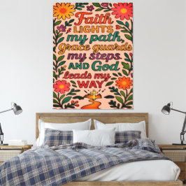 Lienzo Faith Lights My Path Christian Art - Inspirational