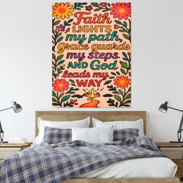 Lienzo Faith Lights My Path Christian Art - Inspirational (Insitu(Dormitorio))