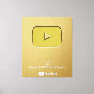 Lienzo FakeTube botón de reproducción dorada