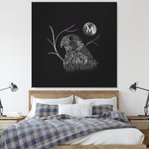 Lienzo Falcon Full Moon Monograma Negro