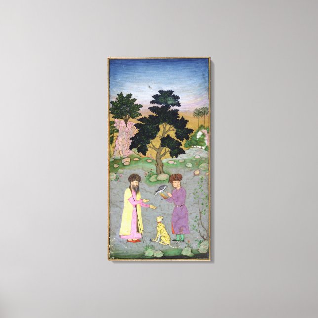 Lienzo Falconer con compañero y mascota cheetah, de la (Anverso)