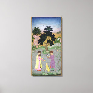 Lienzo Falconer con compañero y mascota cheetah, de la