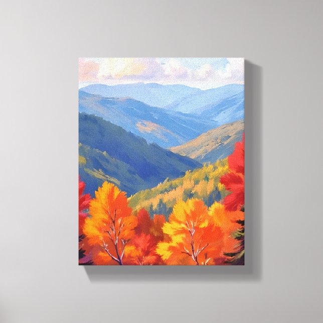 Lienzo Fall Foliage | Watercolor Mountain Landscape (Anverso)