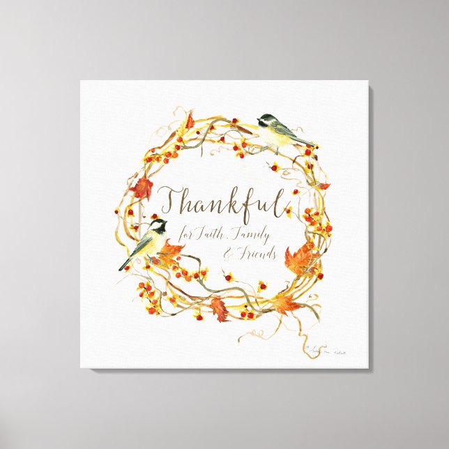 Lienzo Fall Leaf Wreath Amigos de la Familia Fe Agradecid (Anverso)