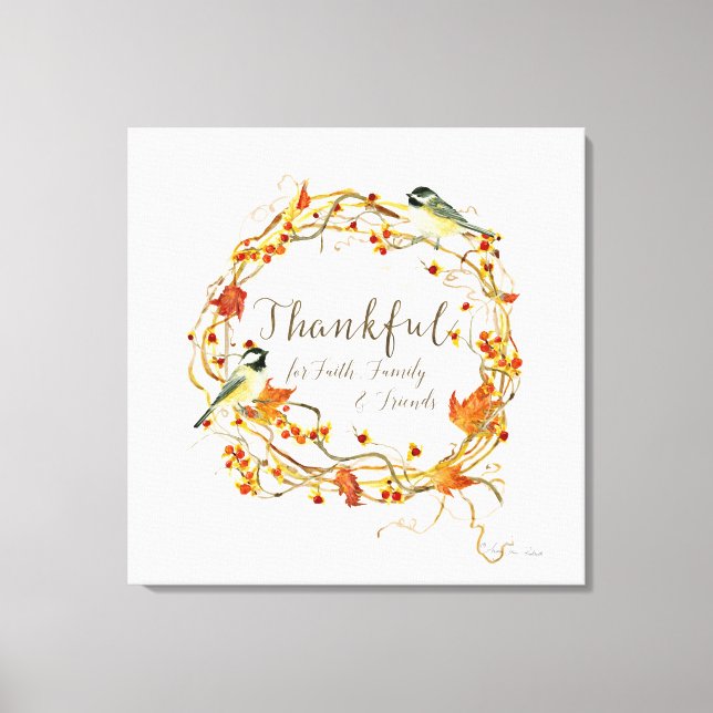 Lienzo Fall Leaf Wreath Amigos de la Familia Fe Agradecid (Anverso)