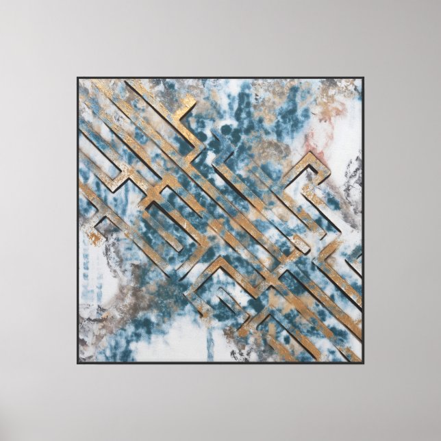Lienzo Fallas doradas en quietud azul (Anverso)