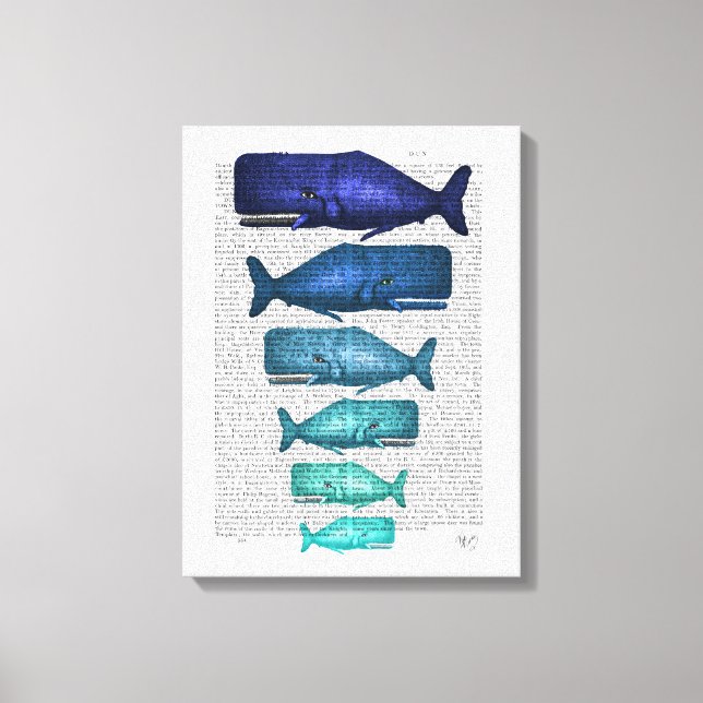 Lienzo Familia ballena azul (Anverso)